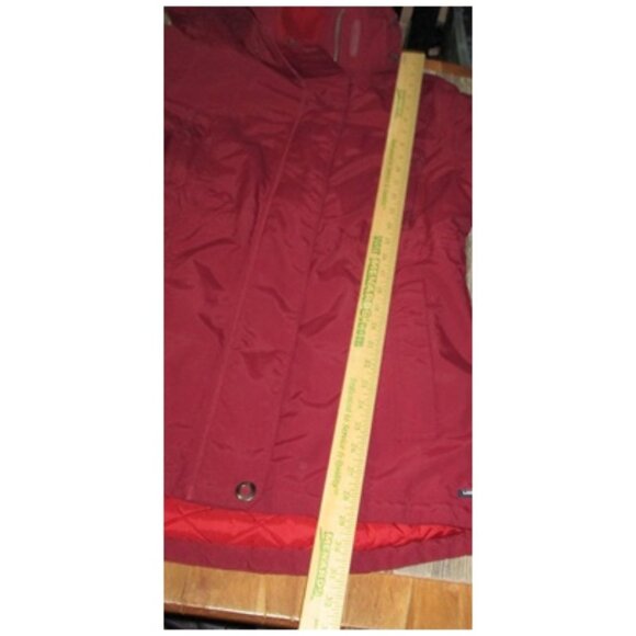 Lands' End Blue Button & Zip Jacket Sz M 10-12 Cinch Waist Hooded Squall Protect - Picture 5 of 16